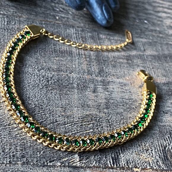 Free People Jewelry - NEW Green Crystal Tennis Bracelet